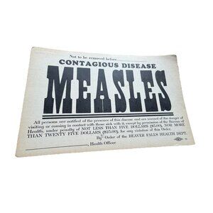 Measles Quarantine 1940 Sign #26 Beaver Falls Health Department